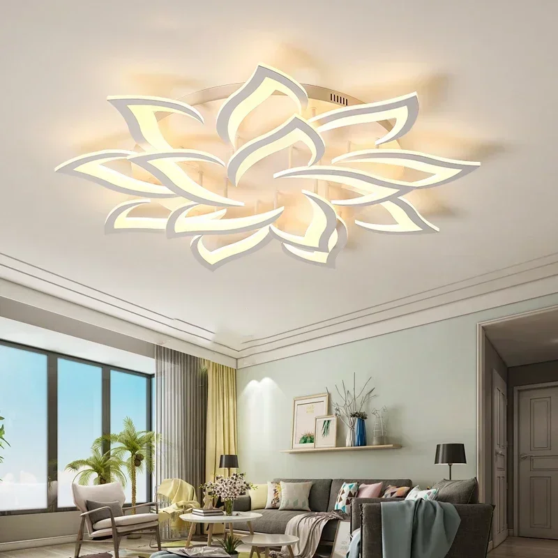 Interior Design Luxury Living Room - Lustre de pétala LED para sala