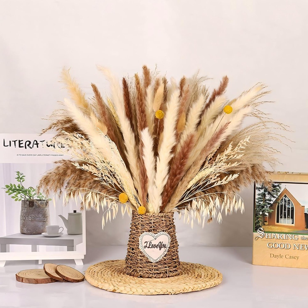 Dried Pampas Bundle - Buquê de Flores Secas Naturais Mistas,
